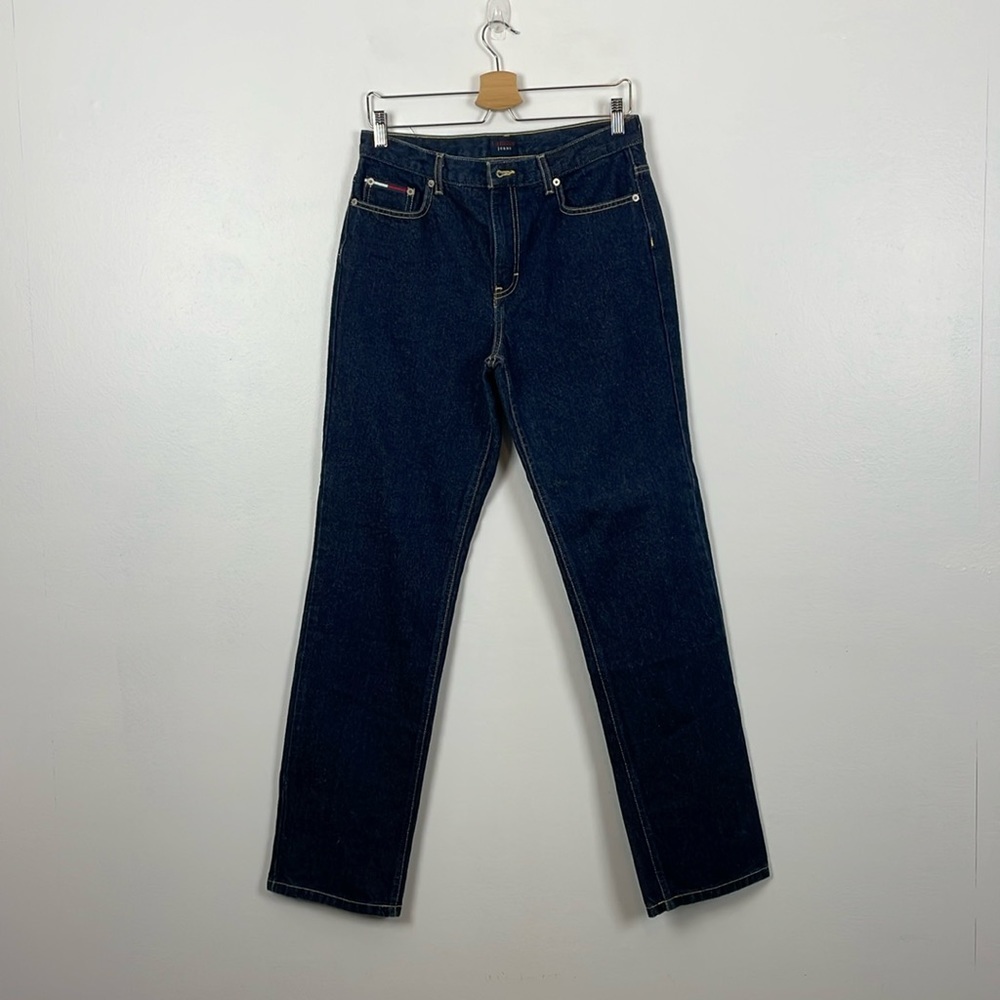 Tommy Hilfiger Jeans Womens 9 Wide Leg 5 Pocket Long Like New Blue Tommy Jeans